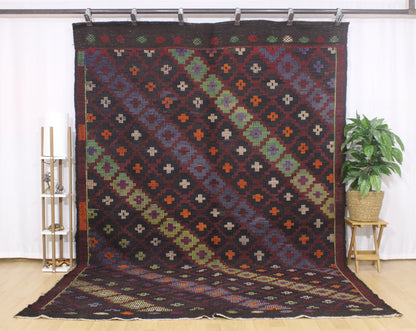 Handwoven Turkish Vintage Kilim (7'8" x 11'2")