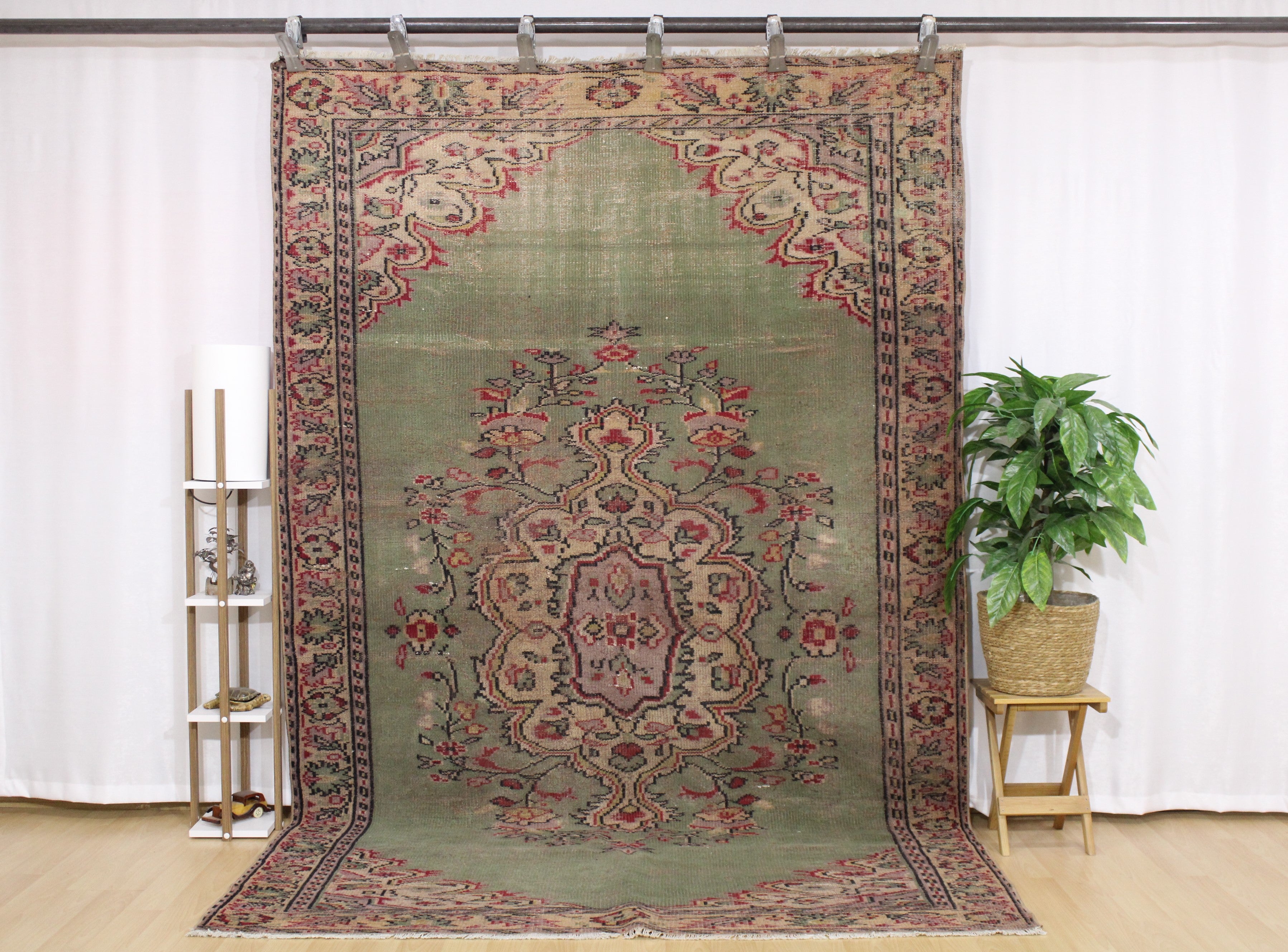 Turkish Vintage Hand-Knotted Wool Rug
