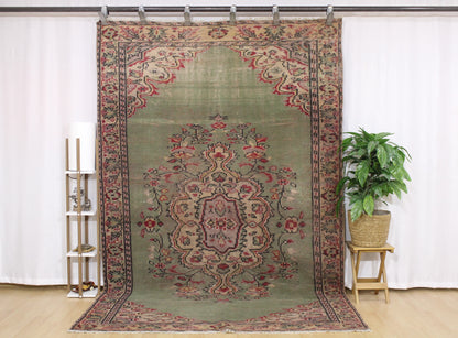 Hand-Knotted Vintage Turkish Rug (6'2" x 9'12")