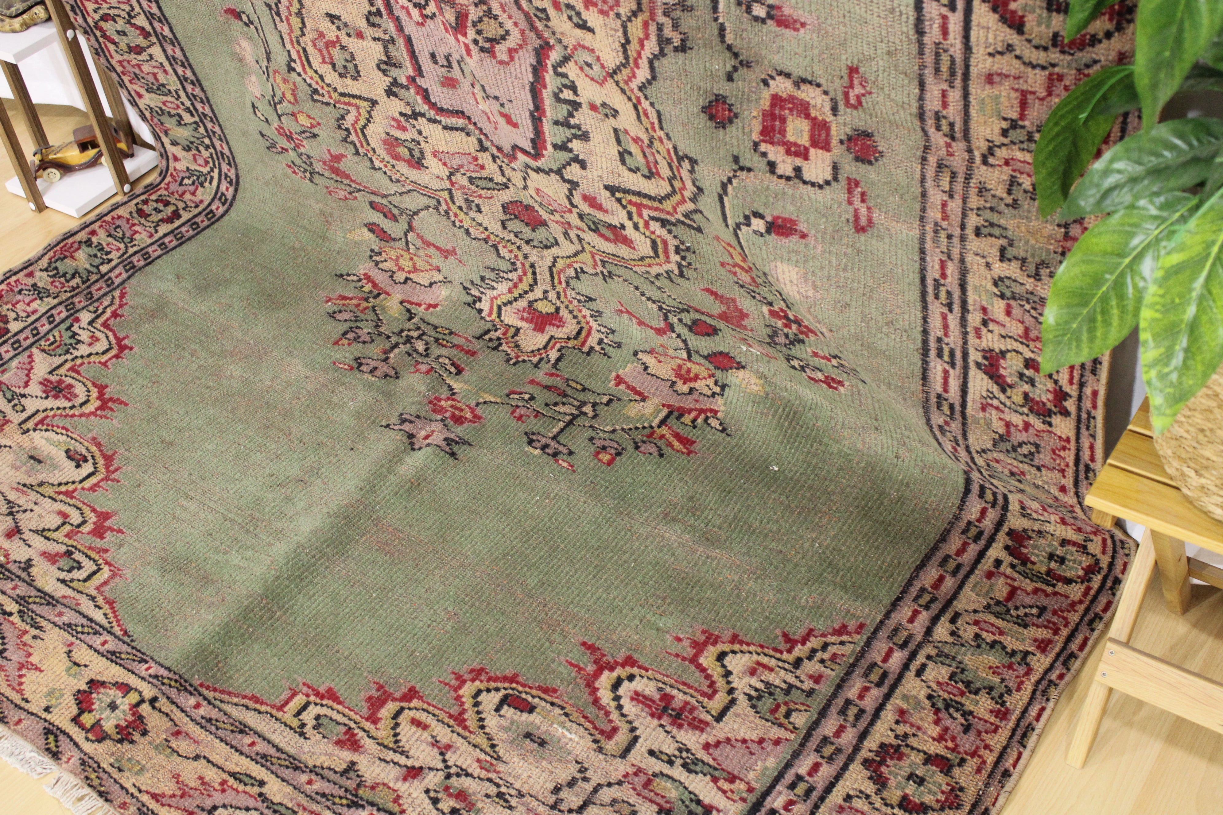 Turkish Vintage Hand-Knotted Wool Rug