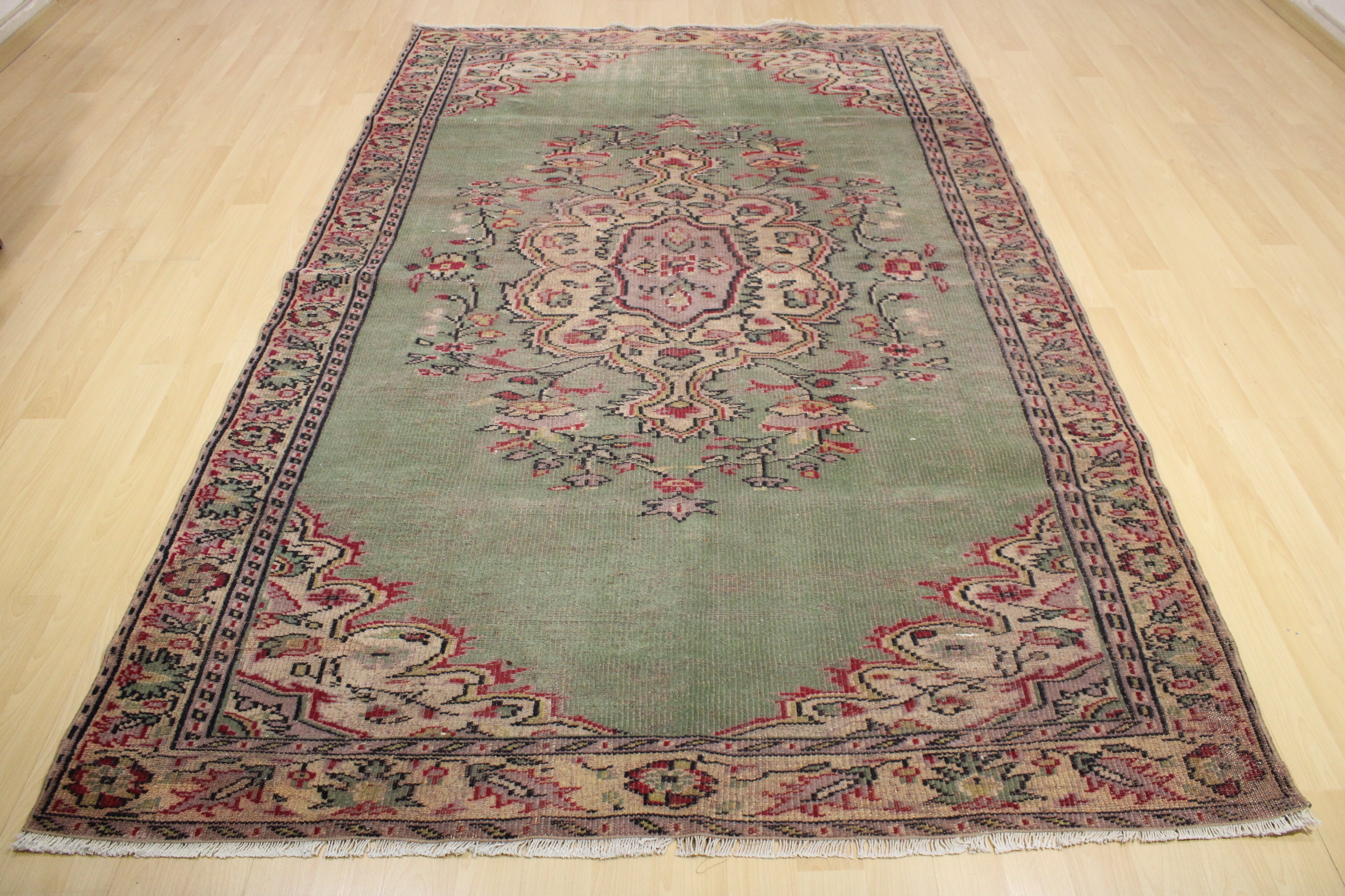 Turkish Vintage Hand-Knotted Wool Rug