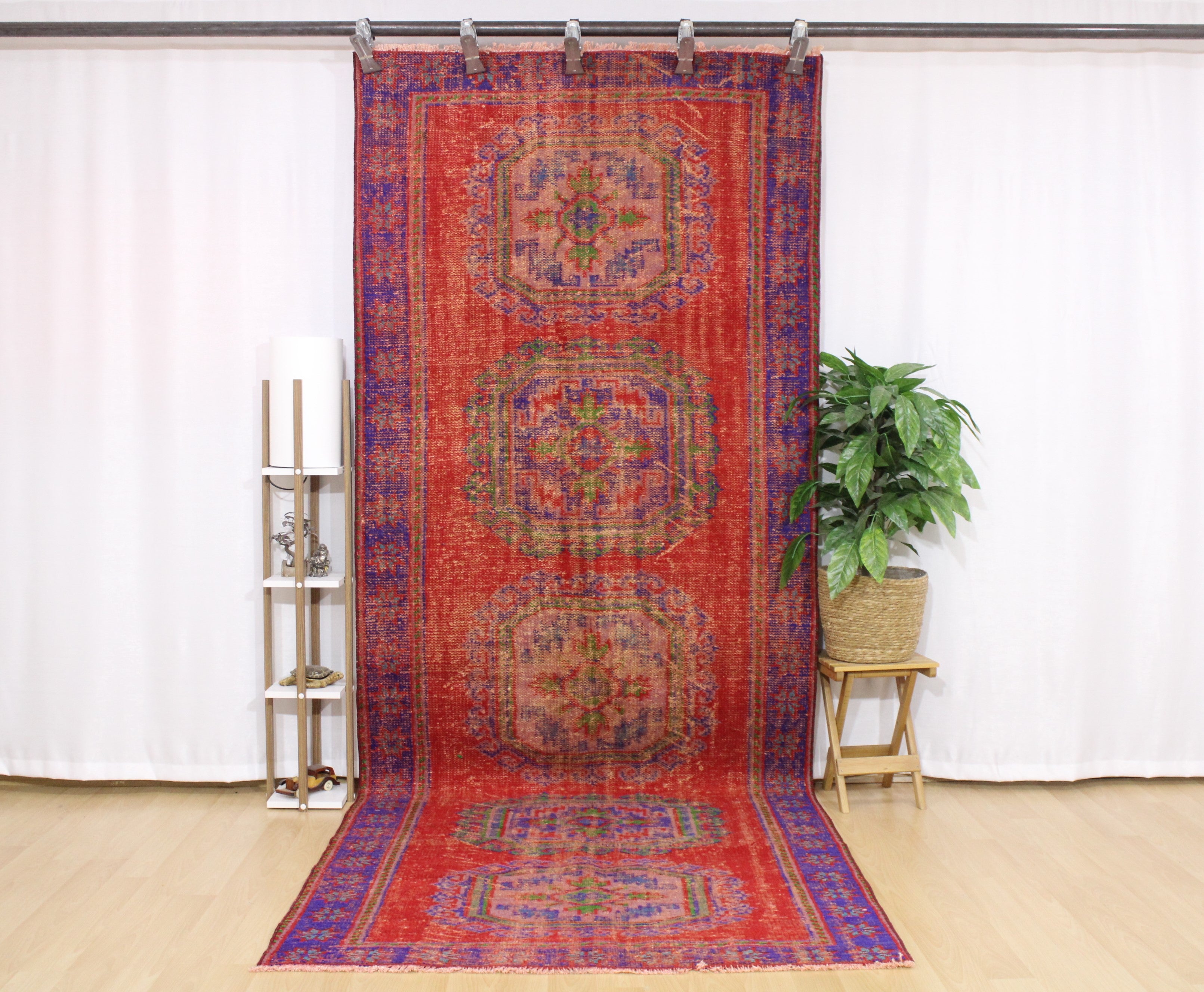 Turkish Vintage Hand-Knotted Wool Rug