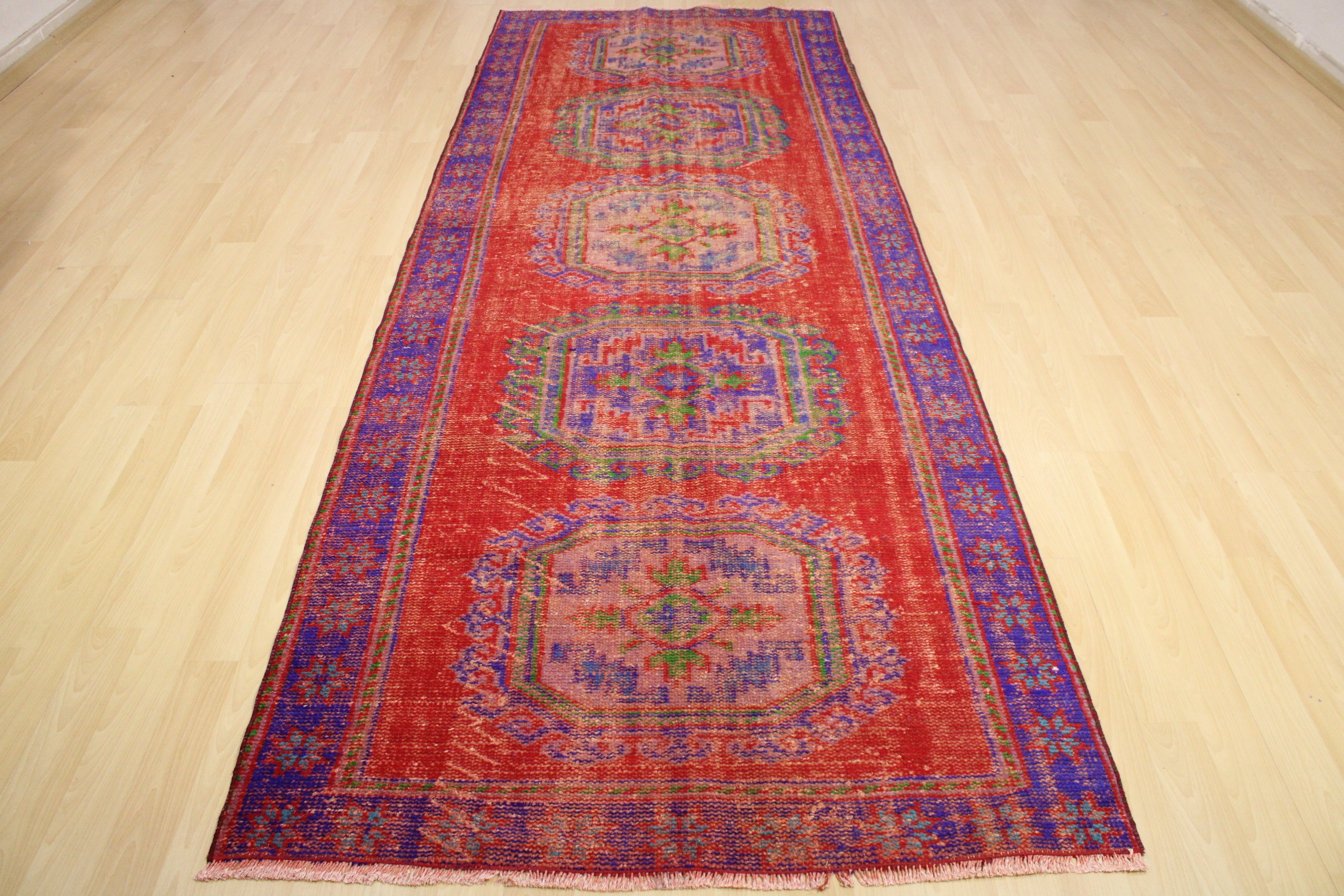 Turkish Vintage Hand-Knotted Wool Rug