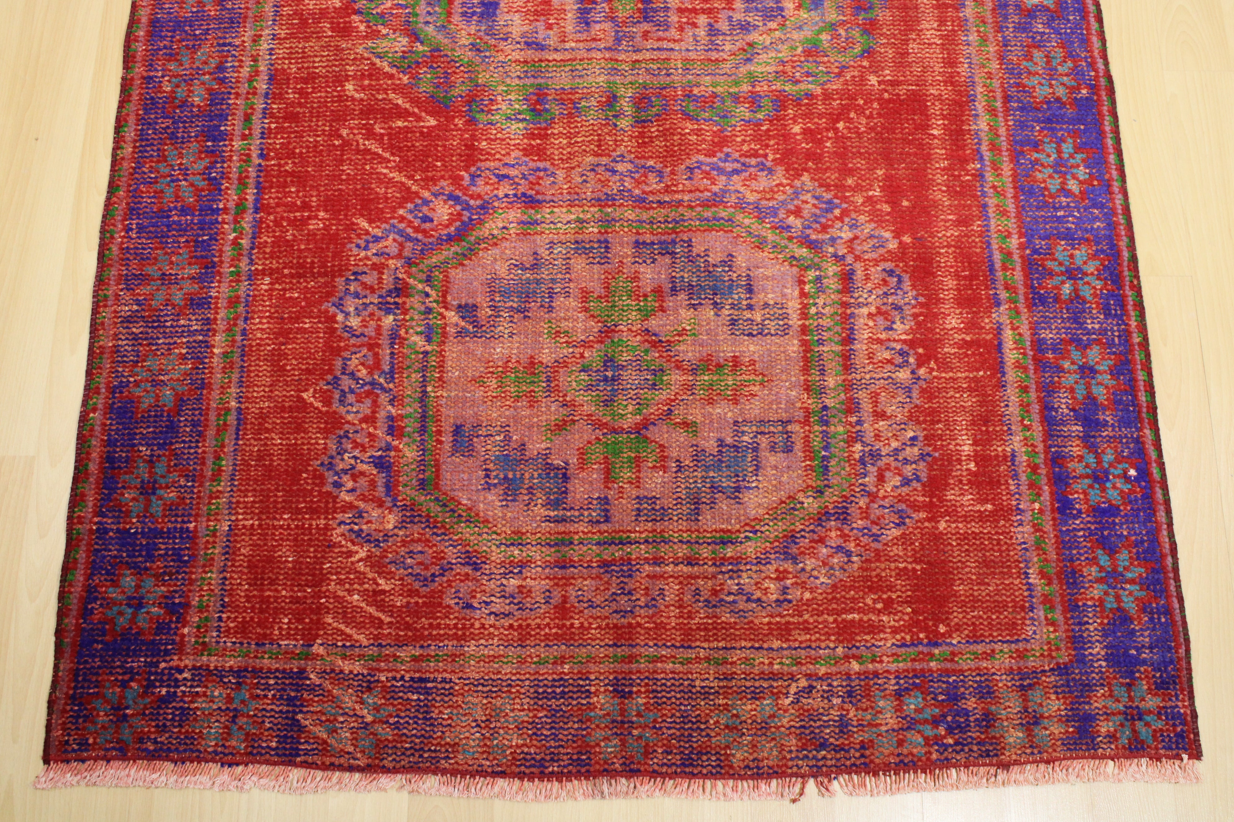 Turkish Vintage Hand-Knotted Wool Rug