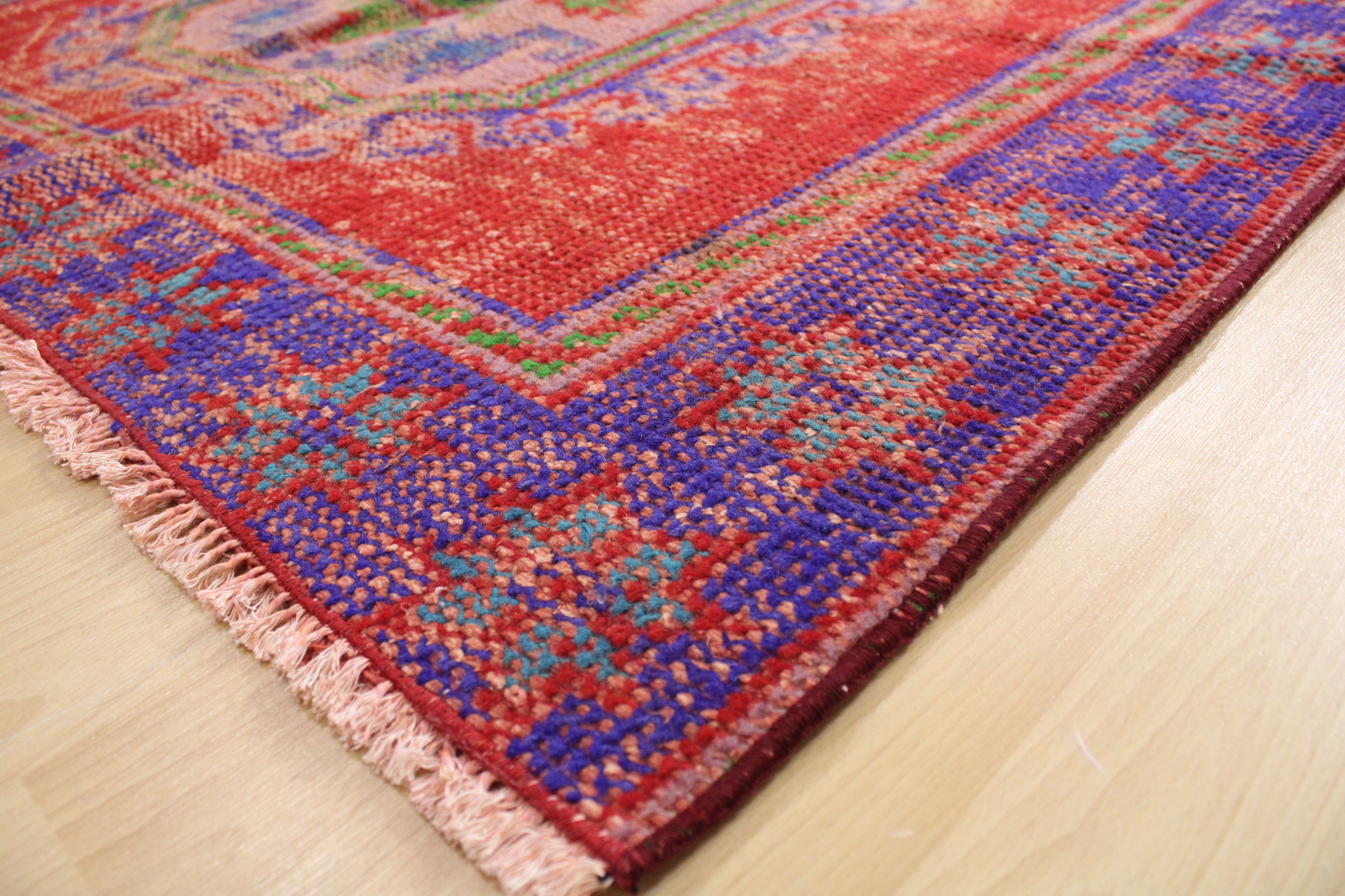 Turkish Vintage Hand-Knotted Wool Rug