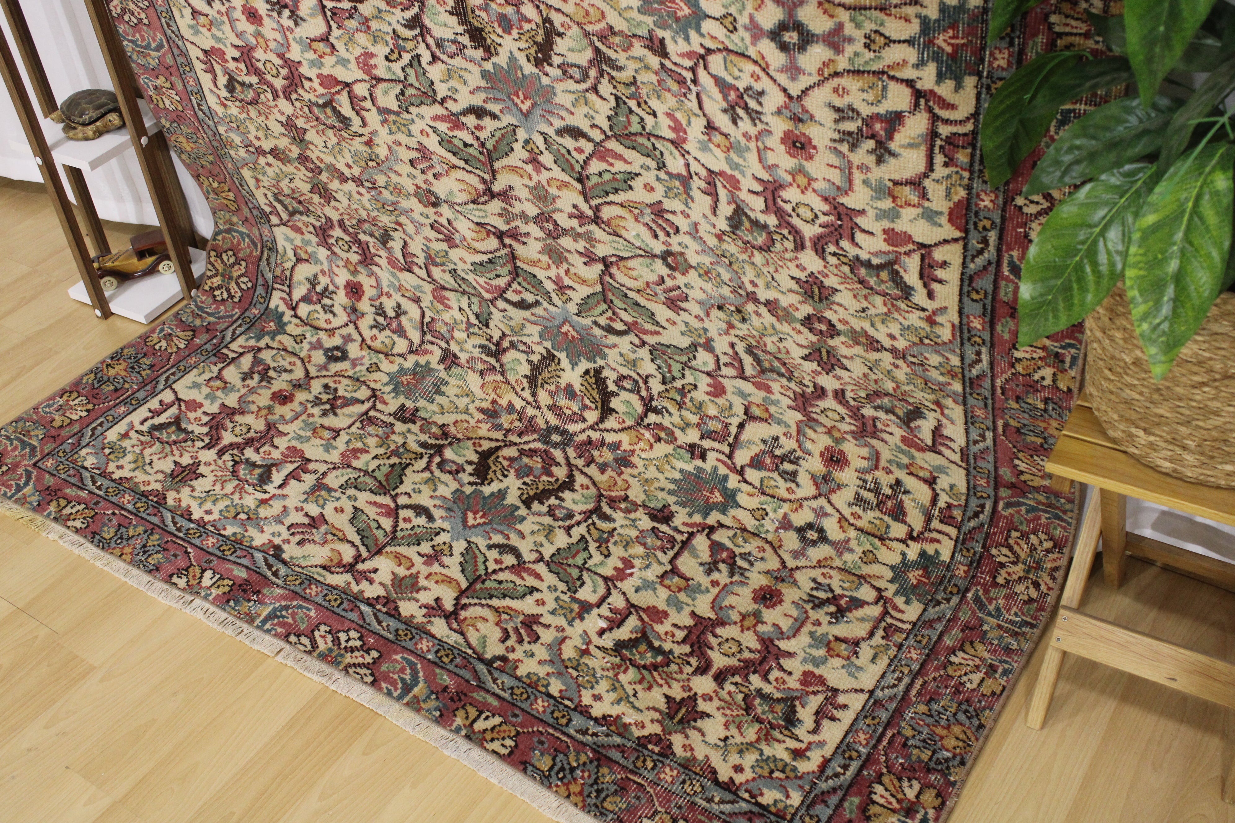 Turkish Vintage Hand-Knotted Wool Rug