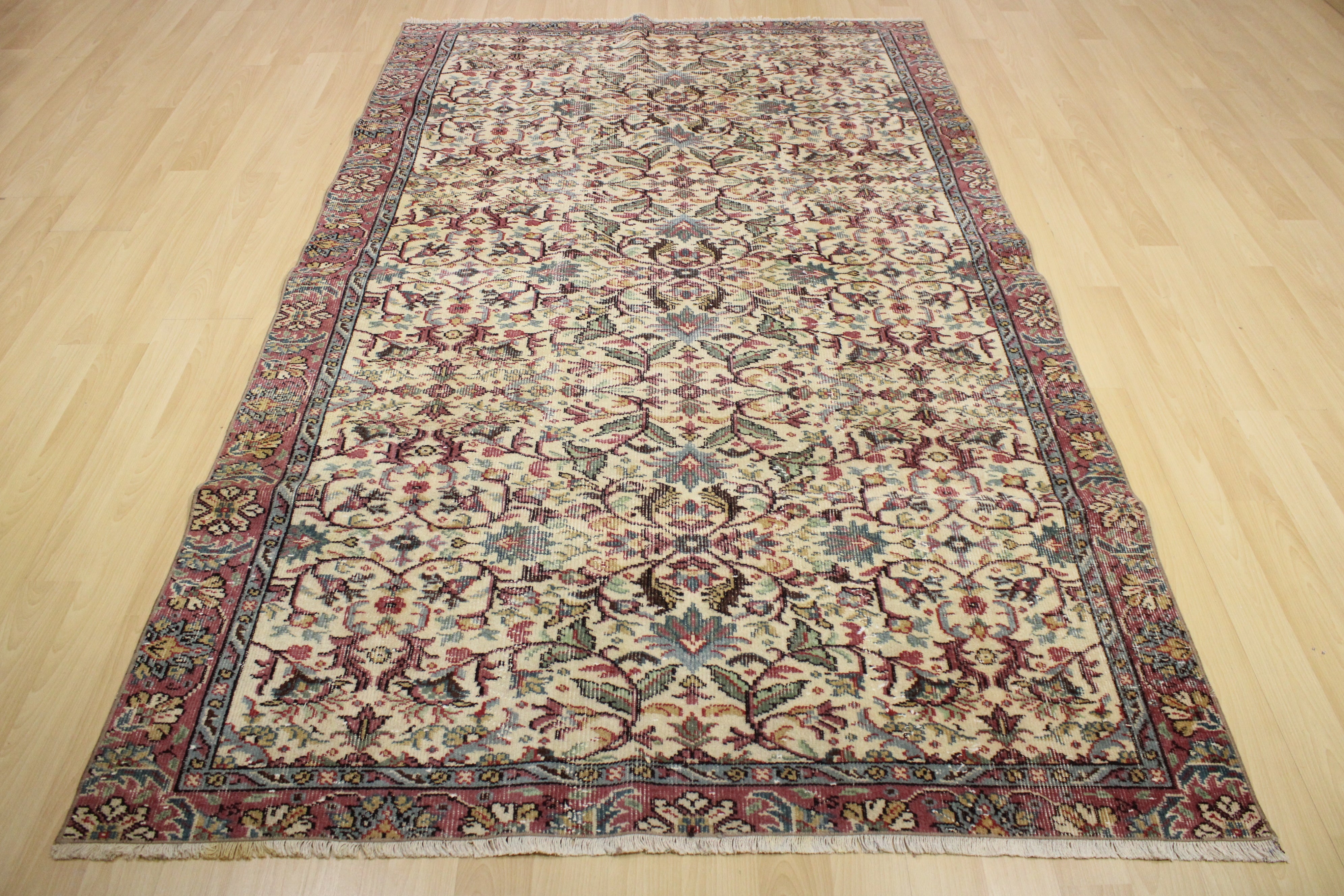 Turkish Vintage Hand-Knotted Wool Rug