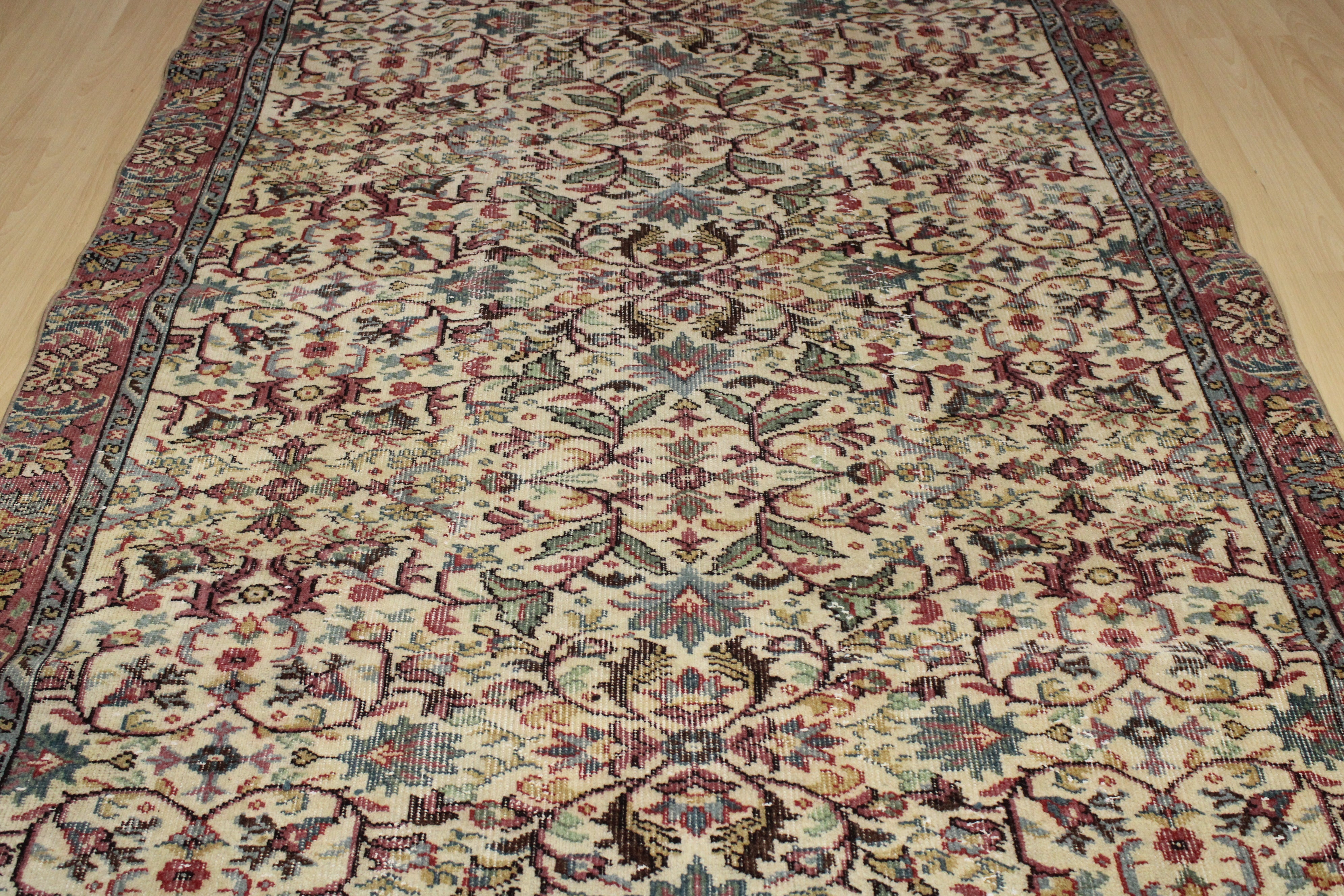 Turkish Vintage Hand-Knotted Wool Rug