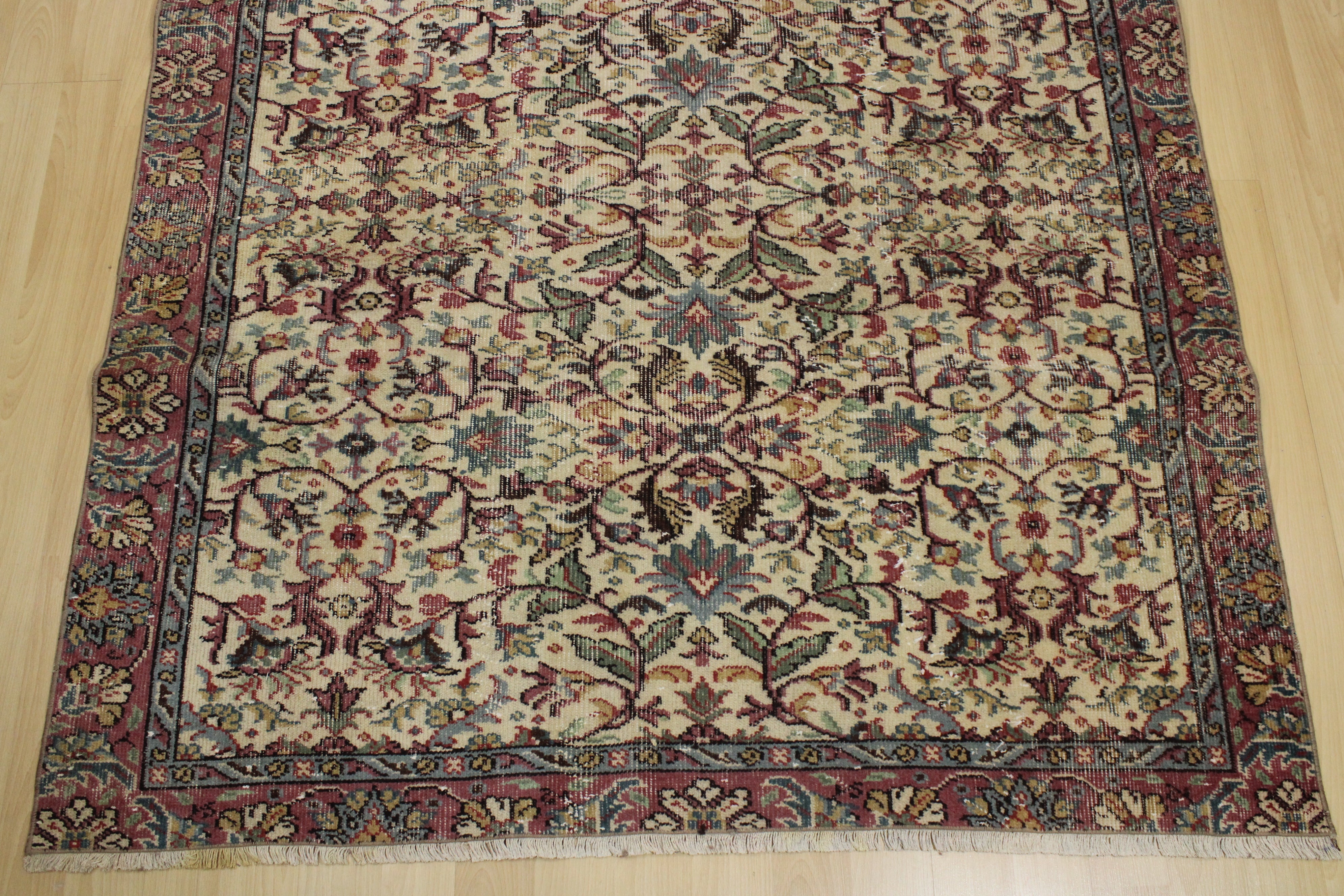 Turkish Vintage Hand-Knotted Wool Rug
