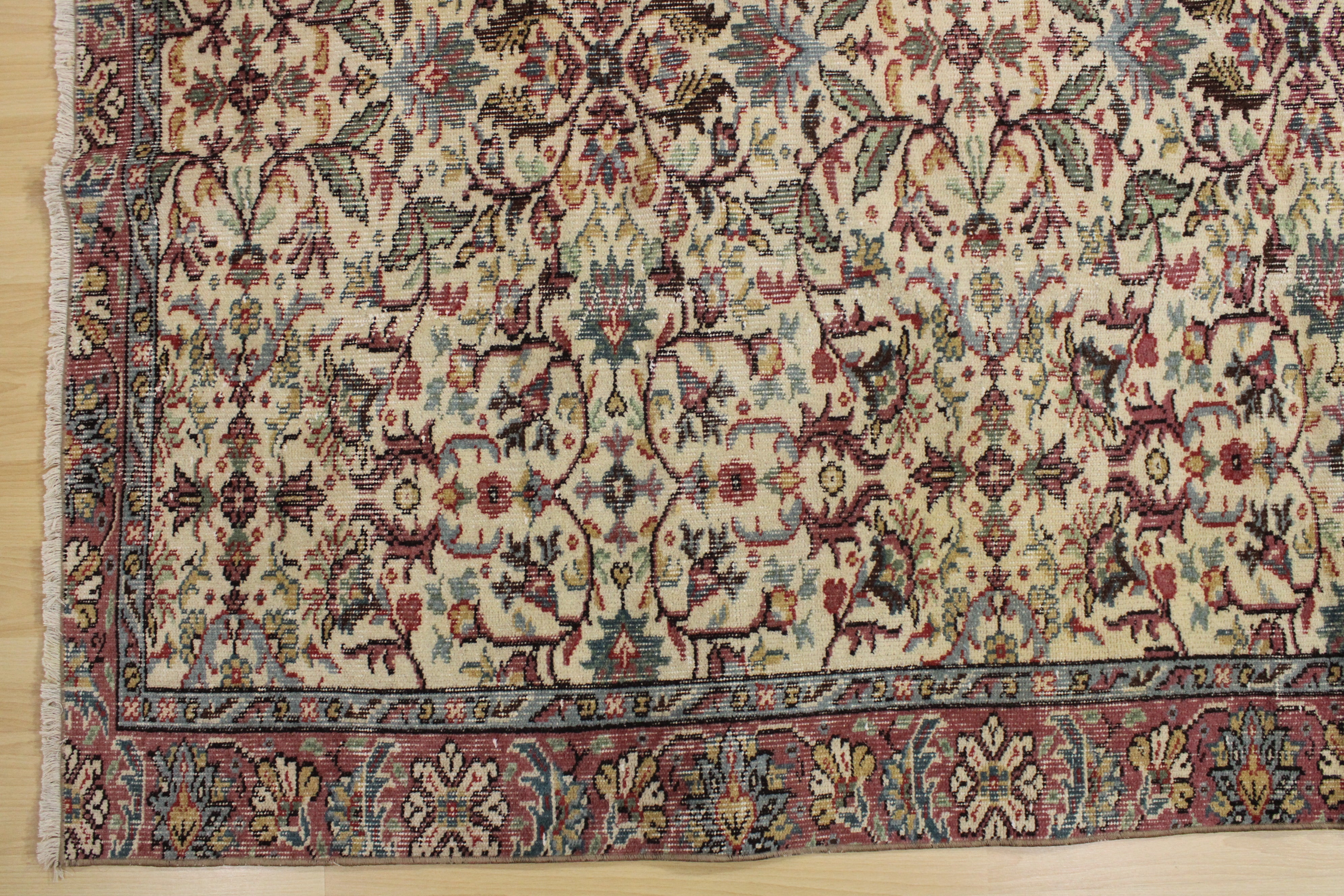 Turkish Vintage Hand-Knotted Wool Rug