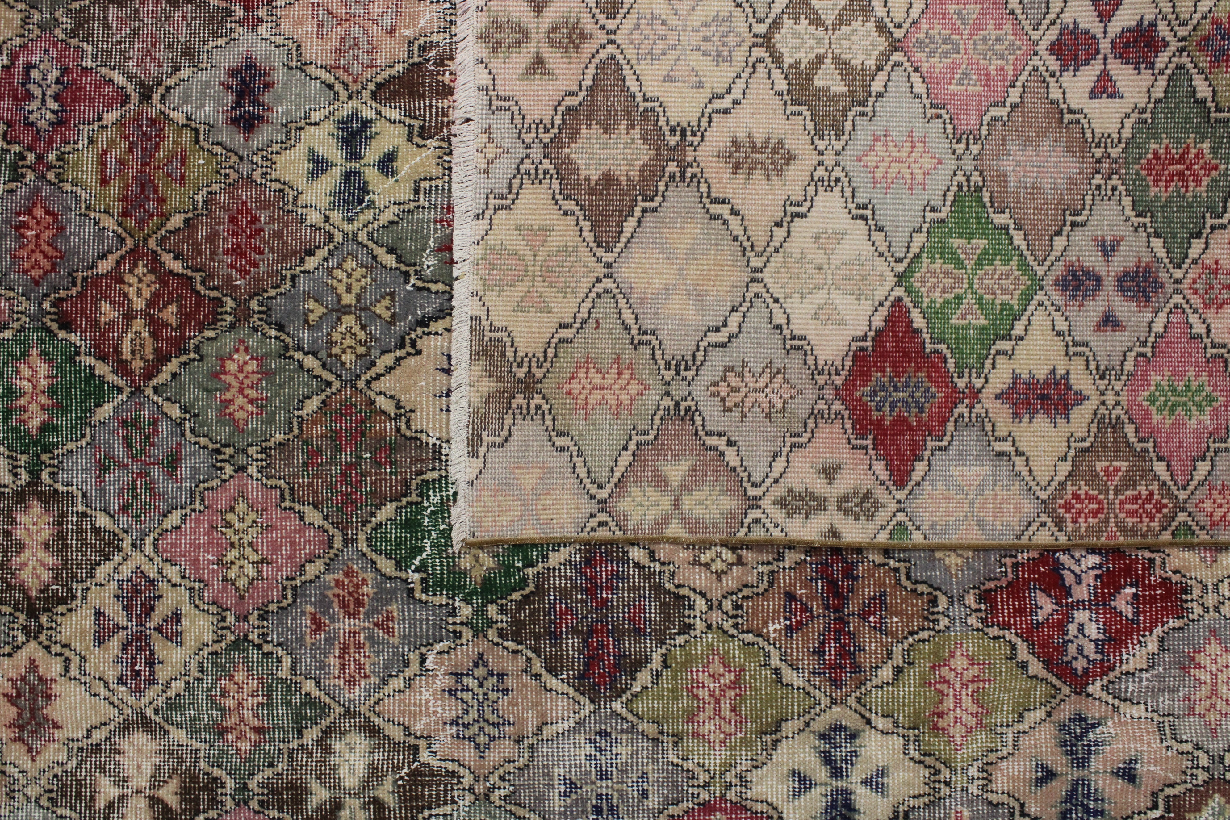 Turkish Vintage Hand-Knotted Wool Rug