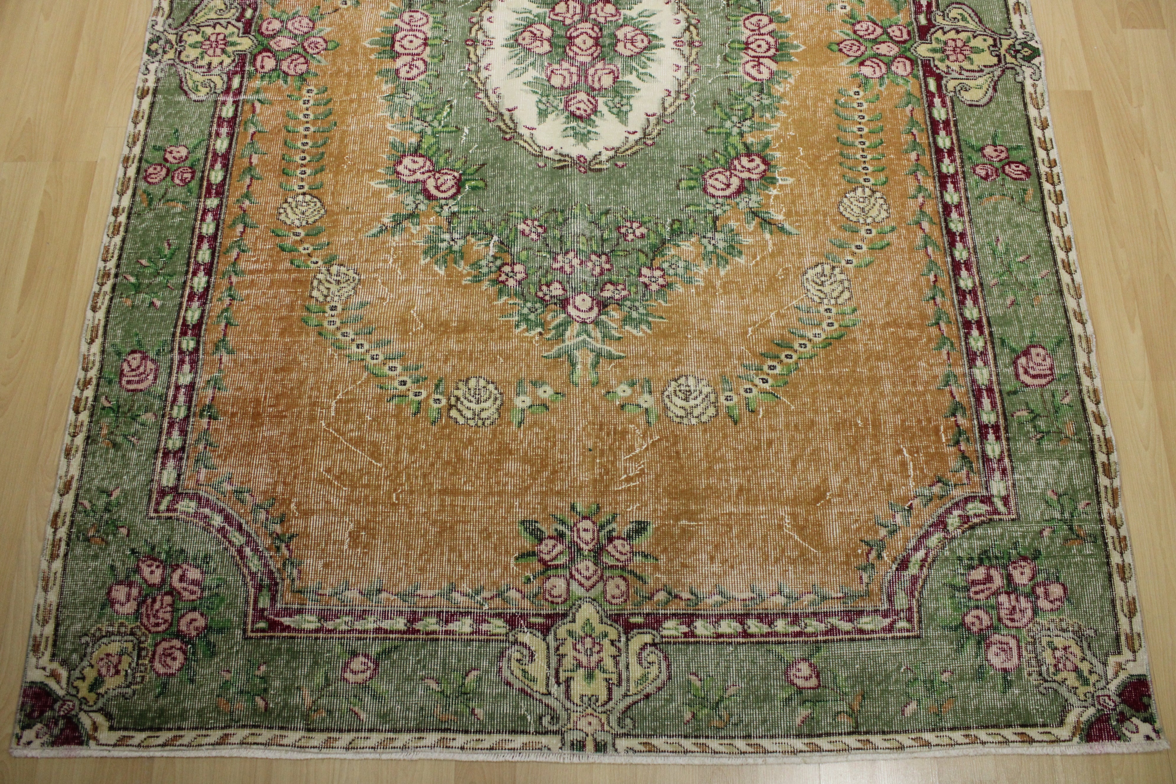 Turkish Vintage Hand-Knotted Wool Rug