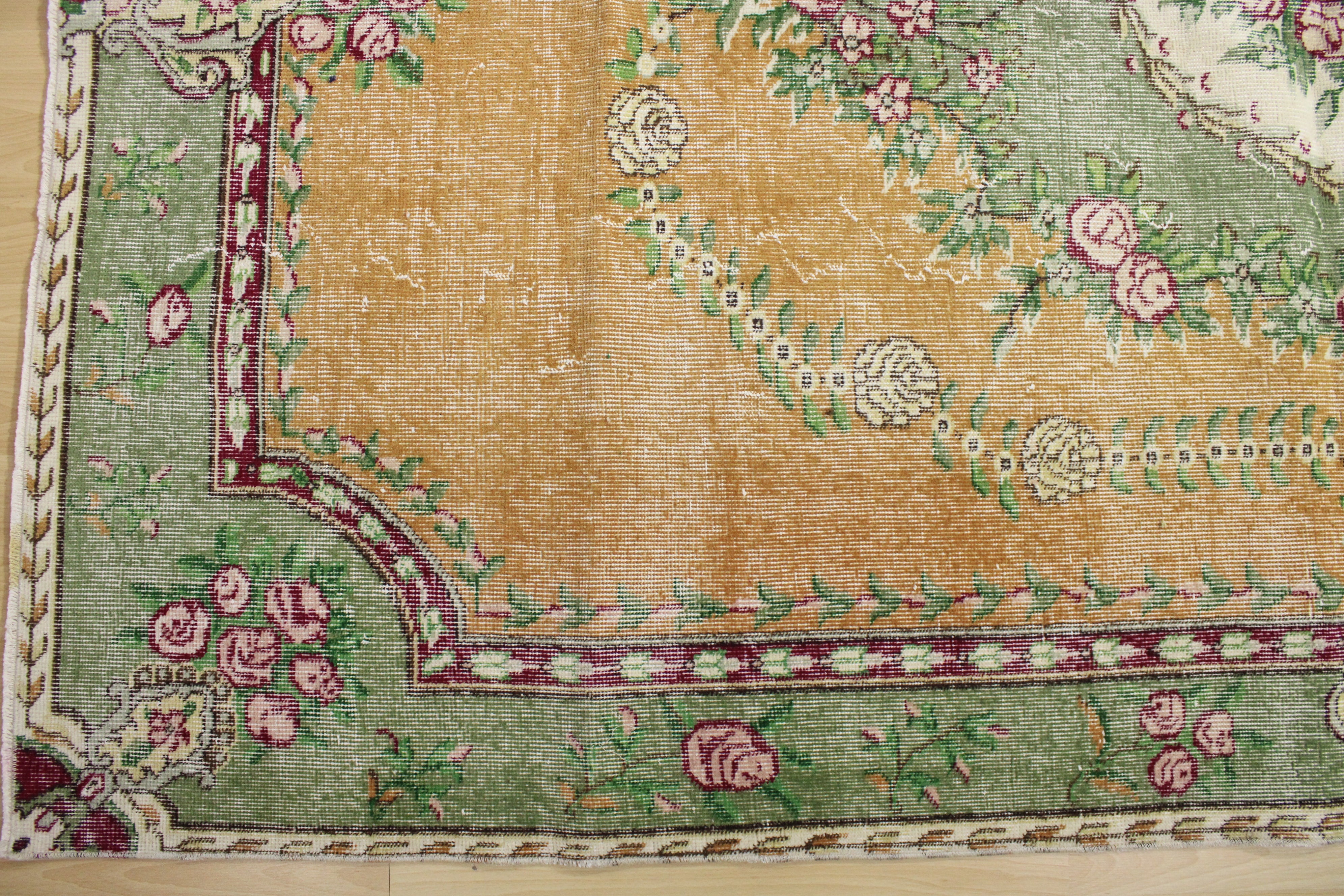 Turkish Vintage Hand-Knotted Wool Rug