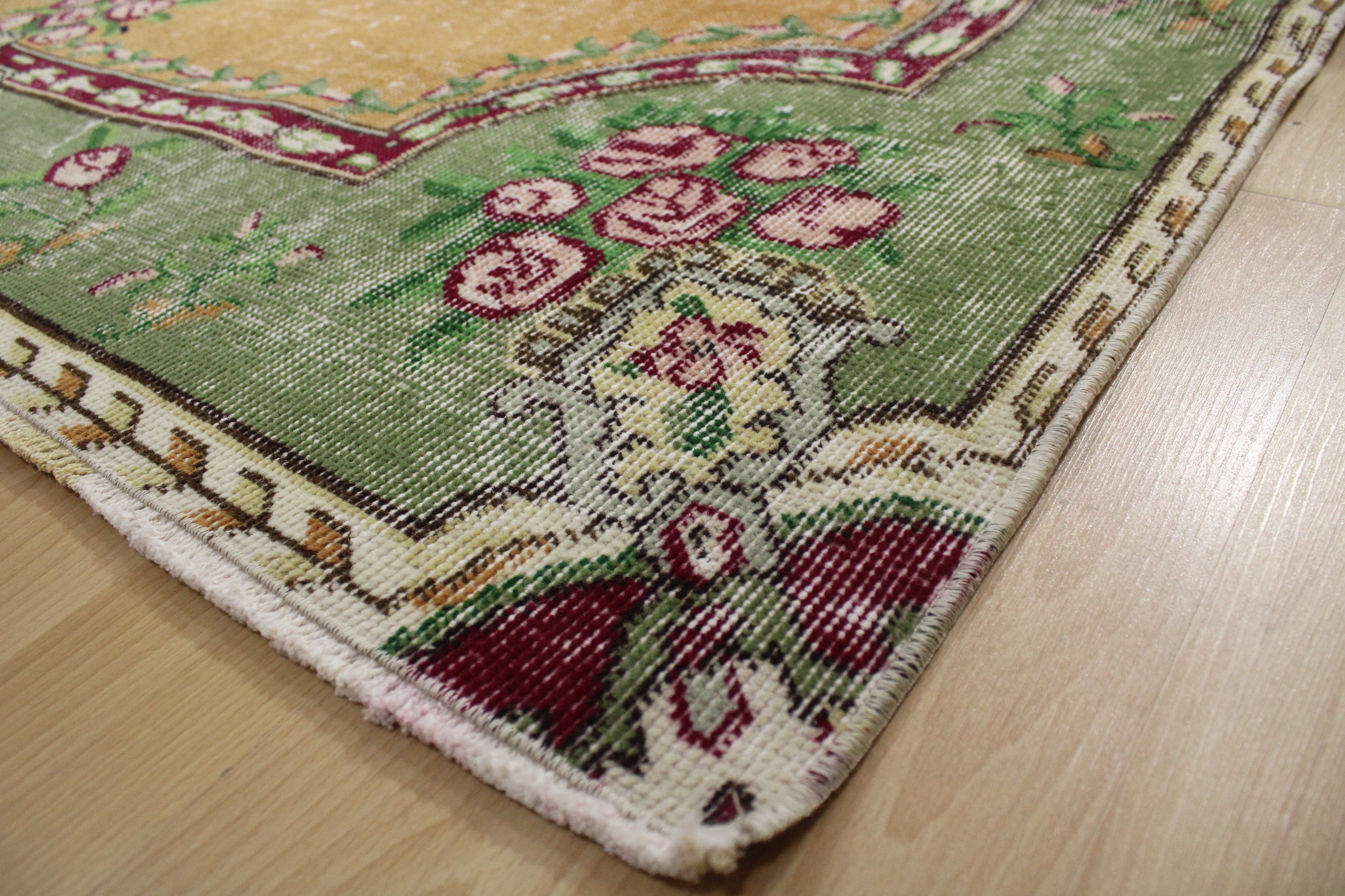 Turkish Vintage Hand-Knotted Wool Rug