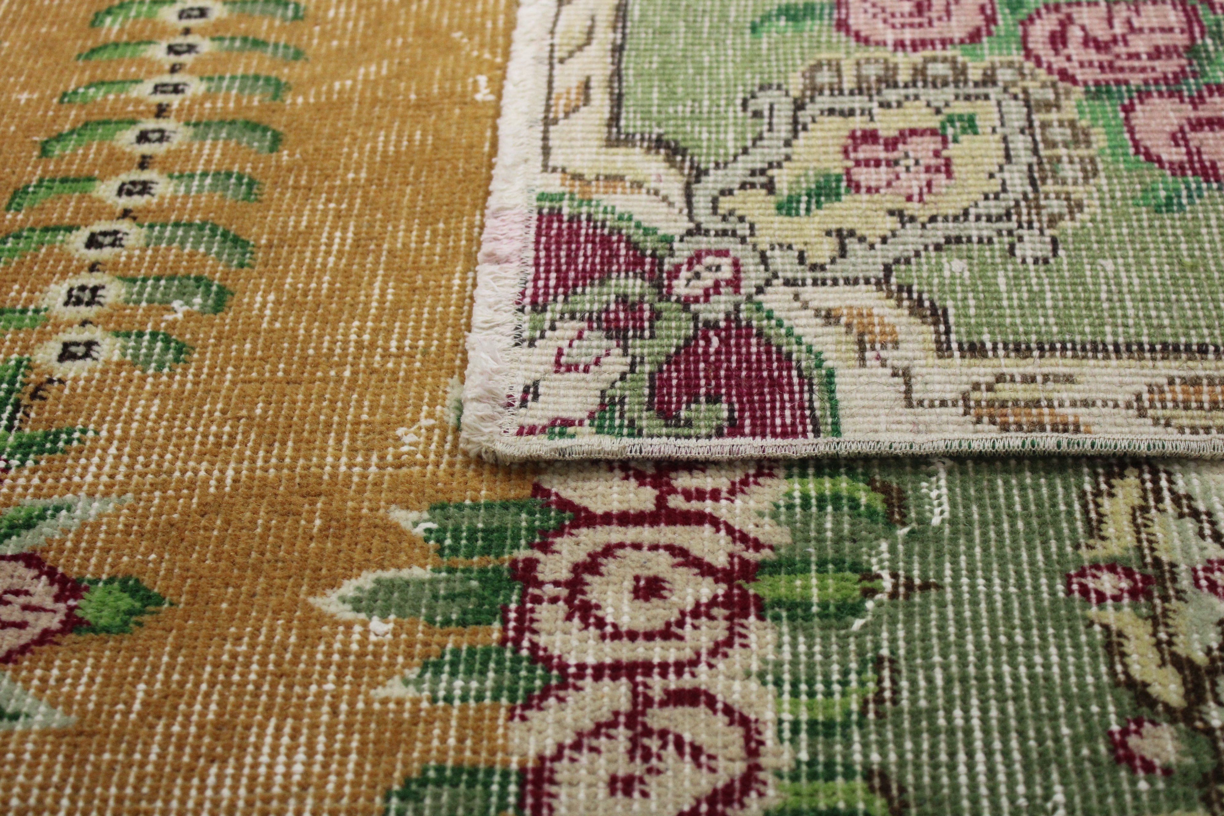 Turkish Vintage Hand-Knotted Wool Rug