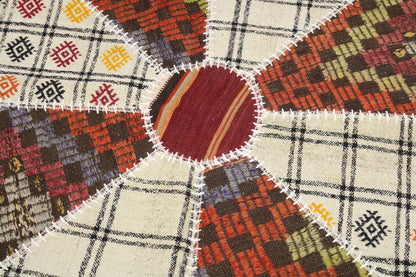 Handwoven Turkish Patchwork Kilim (3'10" x 3'10")