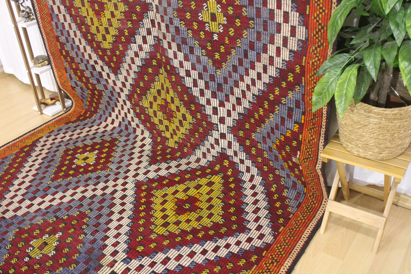 Handwoven Turkish Vintage Kilim (6'3" x 12'2")