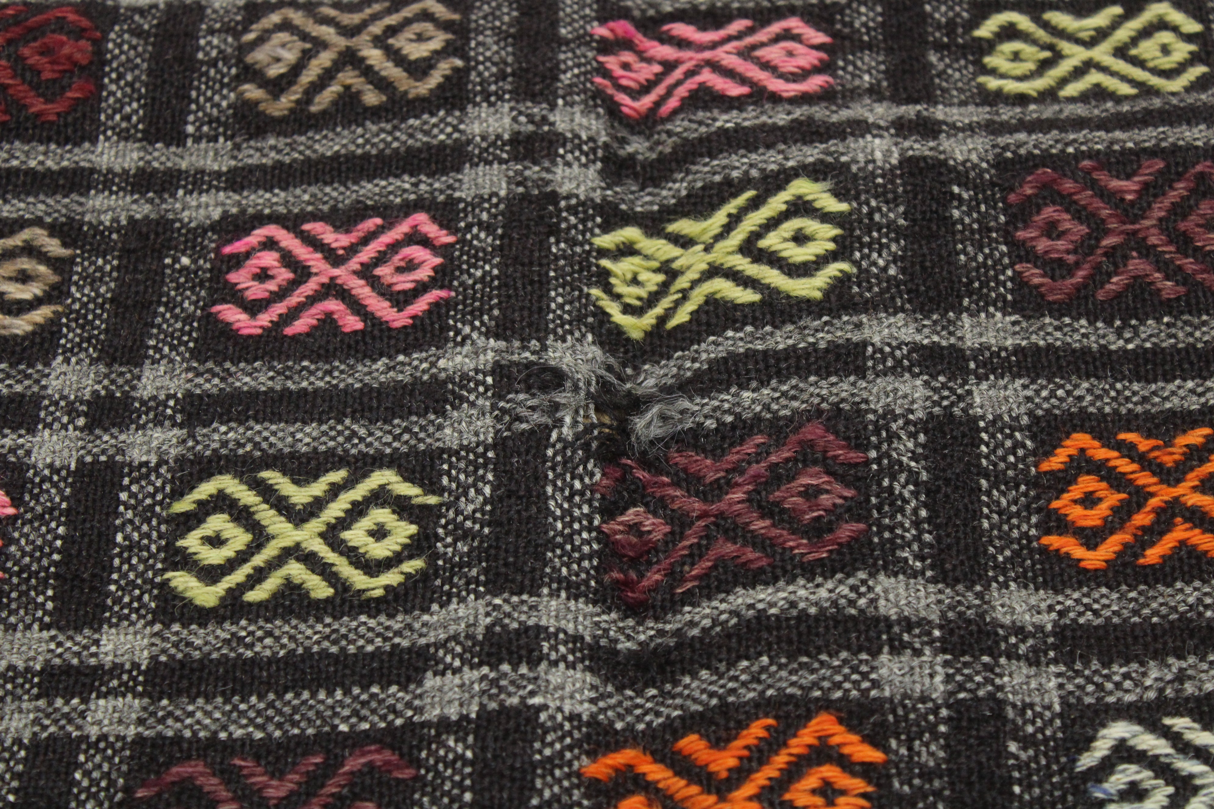 El Dokuma Anadolu Kök Boya Yün Kilim