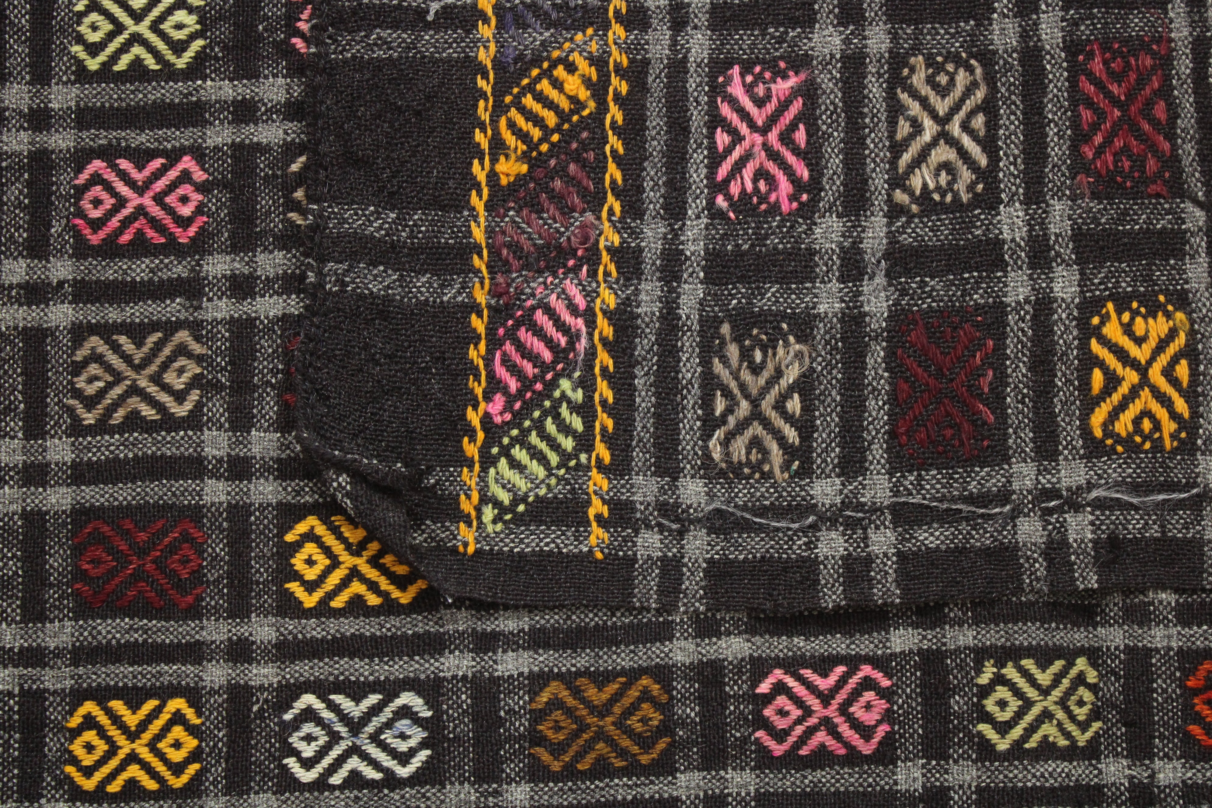 El Dokuma Anadolu Kök Boya Yün Kilim