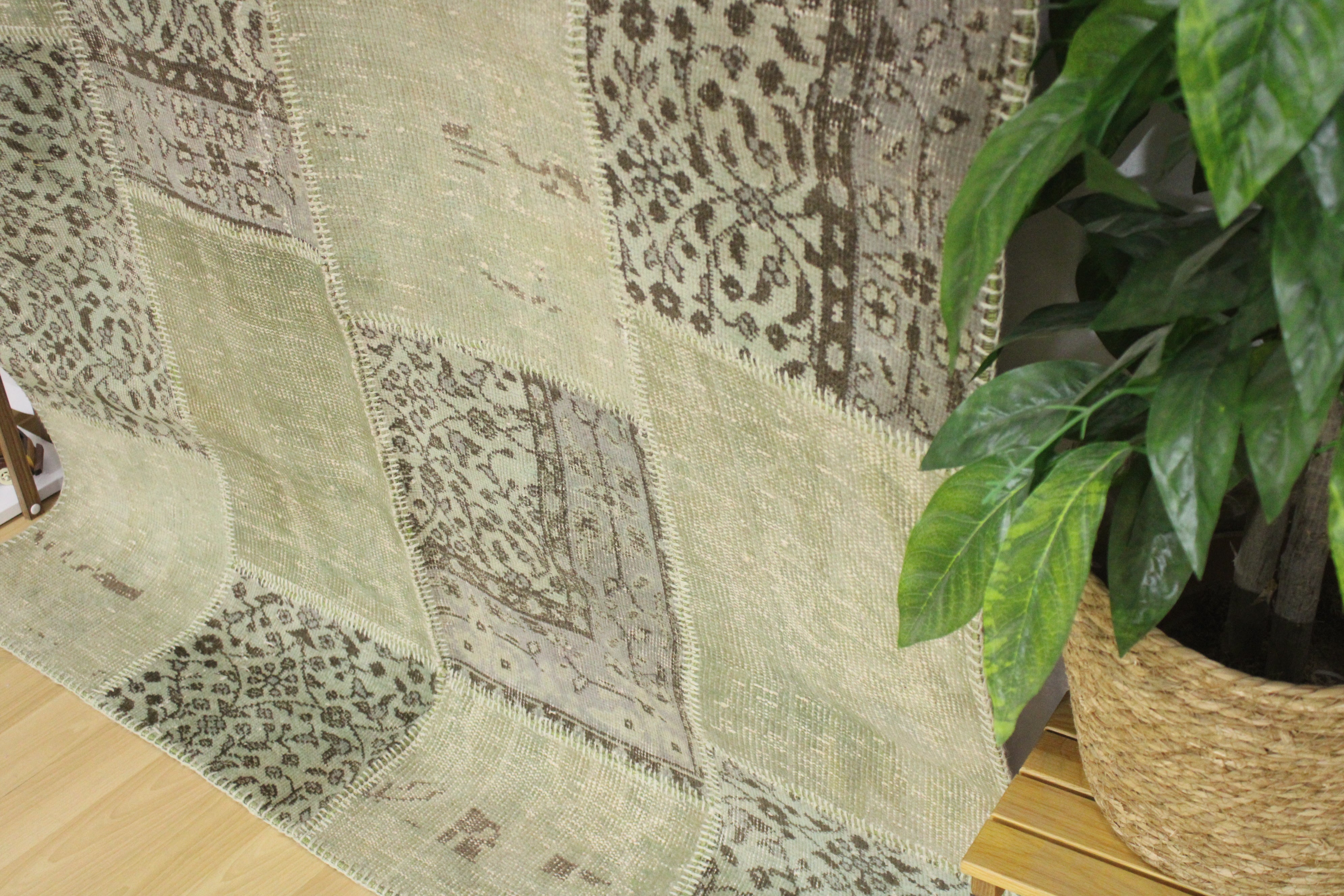 Turkish Patchwork Hand-Knotted Wool Rug