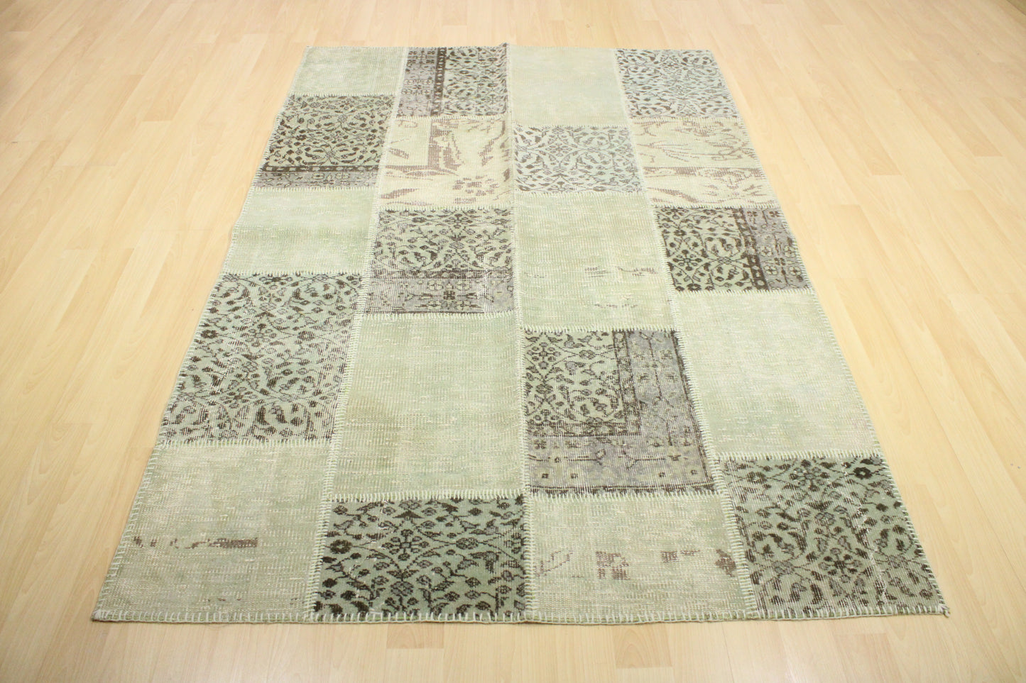 Hand-Knotted Patchwork Turkish Rug (4'11" x 7'7")