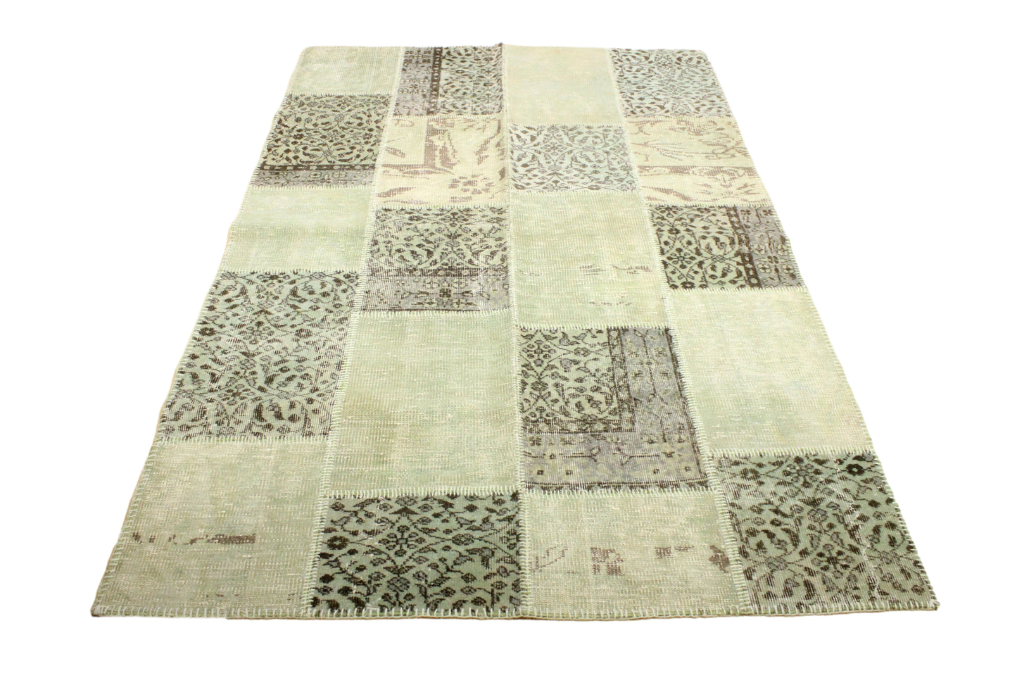 Hand-Knotted Patchwork Turkish Rug (4'11" x 7'7")