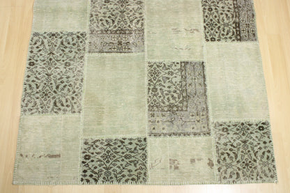 Hand-Knotted Patchwork Turkish Rug (4'11" x 7'7")