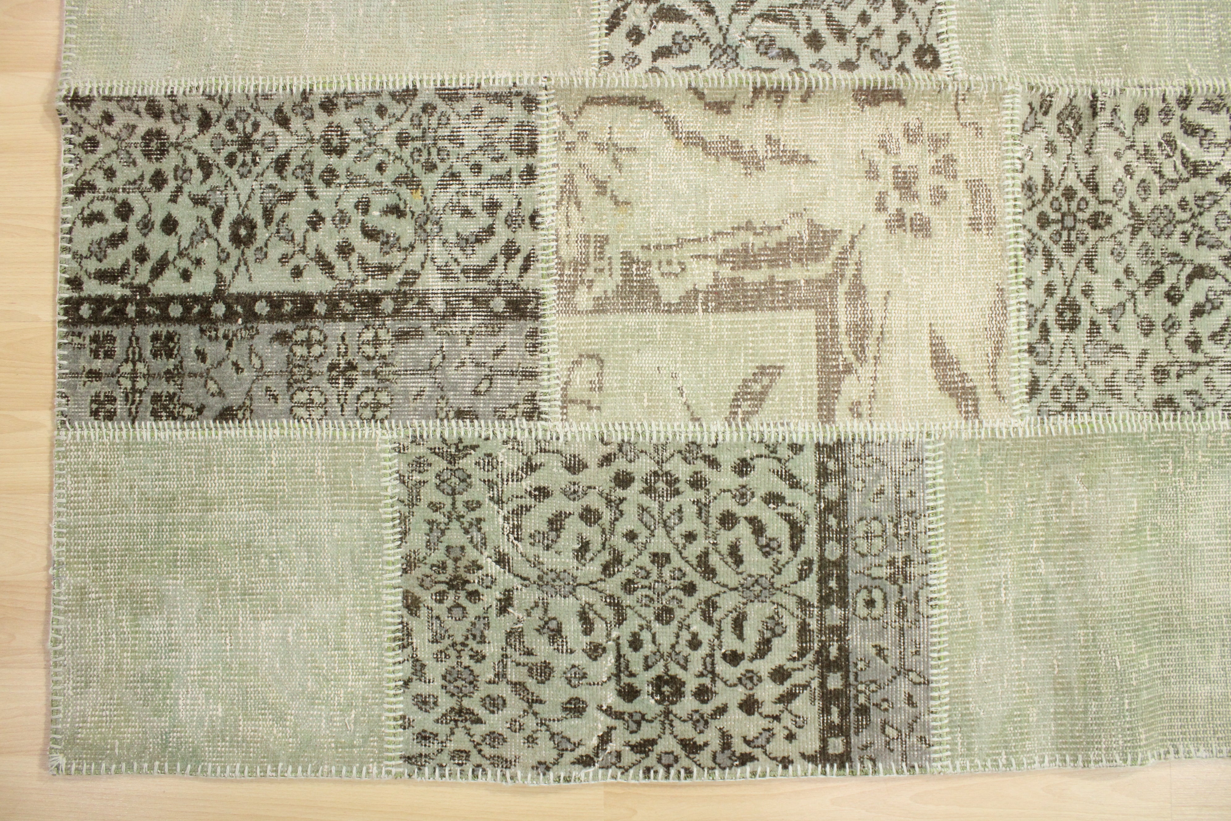 Turkish Patchwork Hand-Knotted Wool Rug