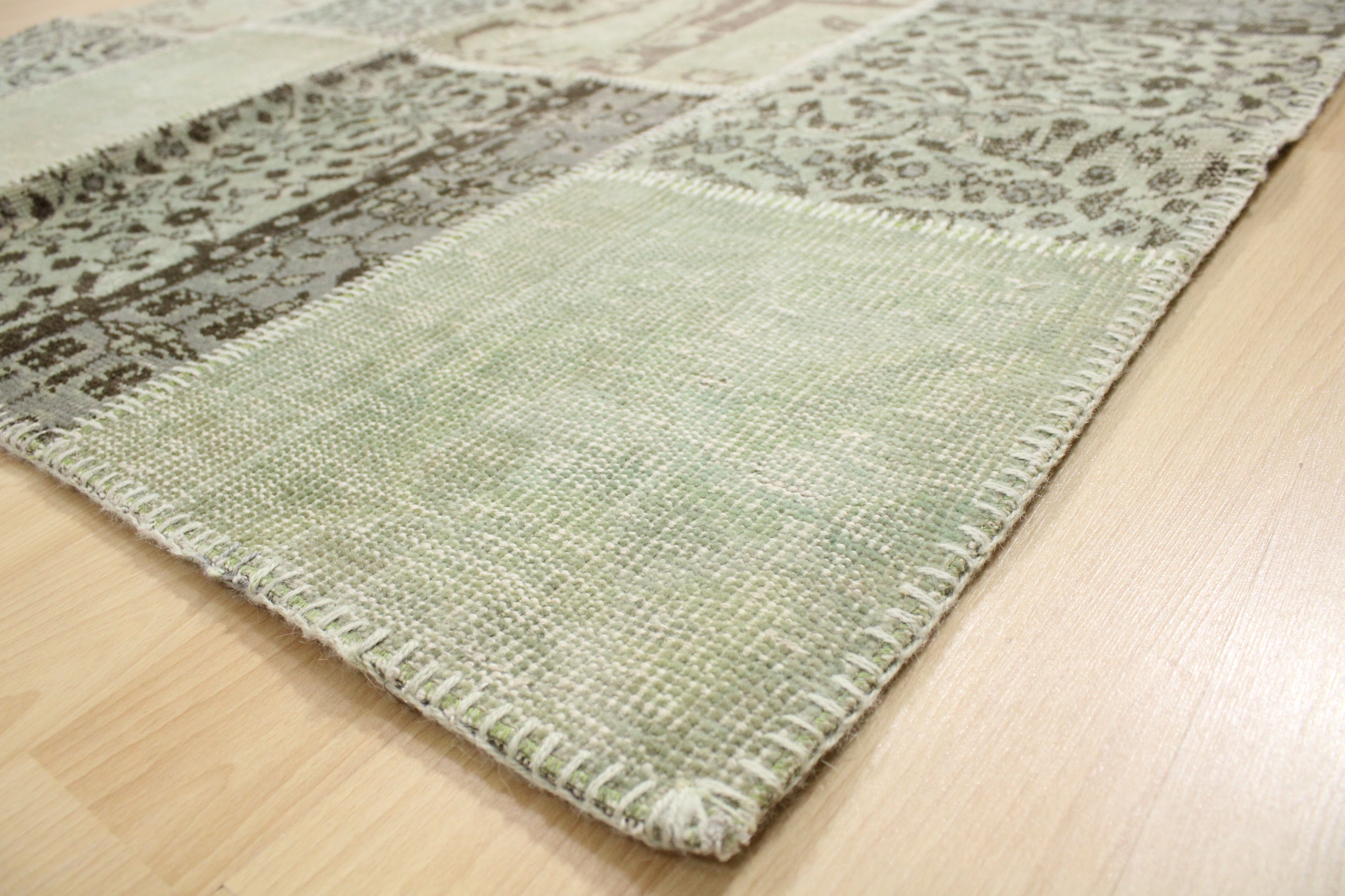 Turkish Patchwork Hand-Knotted Wool Rug