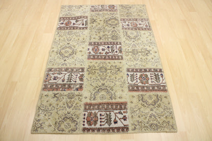 Hand-Knotted Patchwork Turkish Rug (3'5" x 5'3")