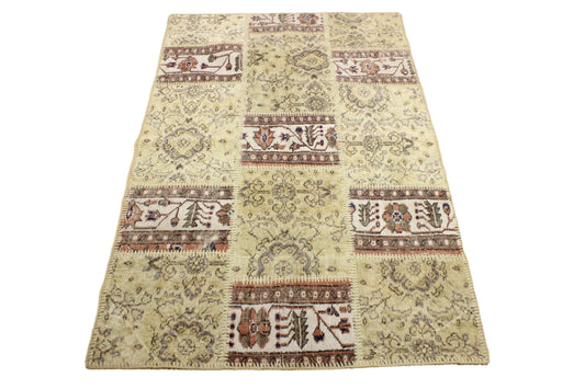 Hand-Knotted Patchwork Turkish Rug (3'5" x 5'3")