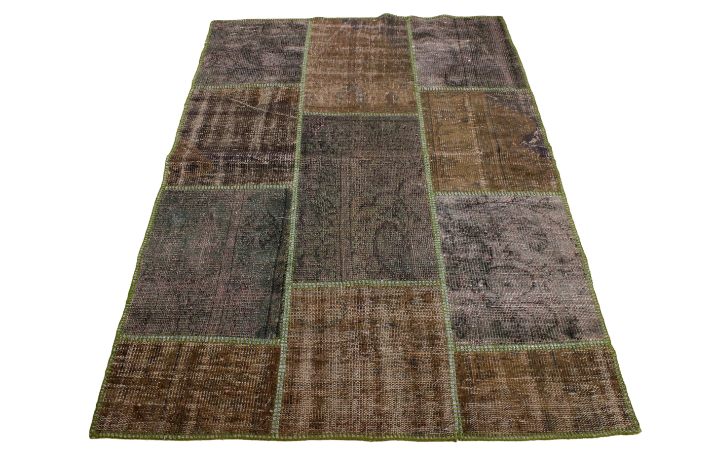 Hand-Knotted Patchwork Turkish Rug (4'0" x 5'10")