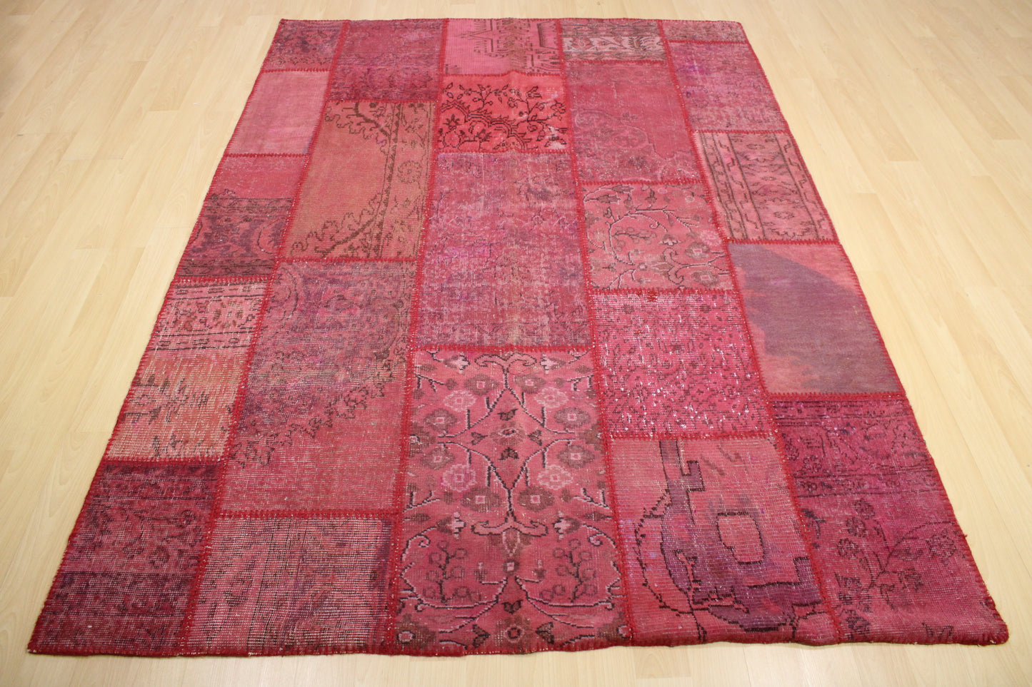 Hand-Knotted Patchwork Turkish Rug (5'8" x 7'10")