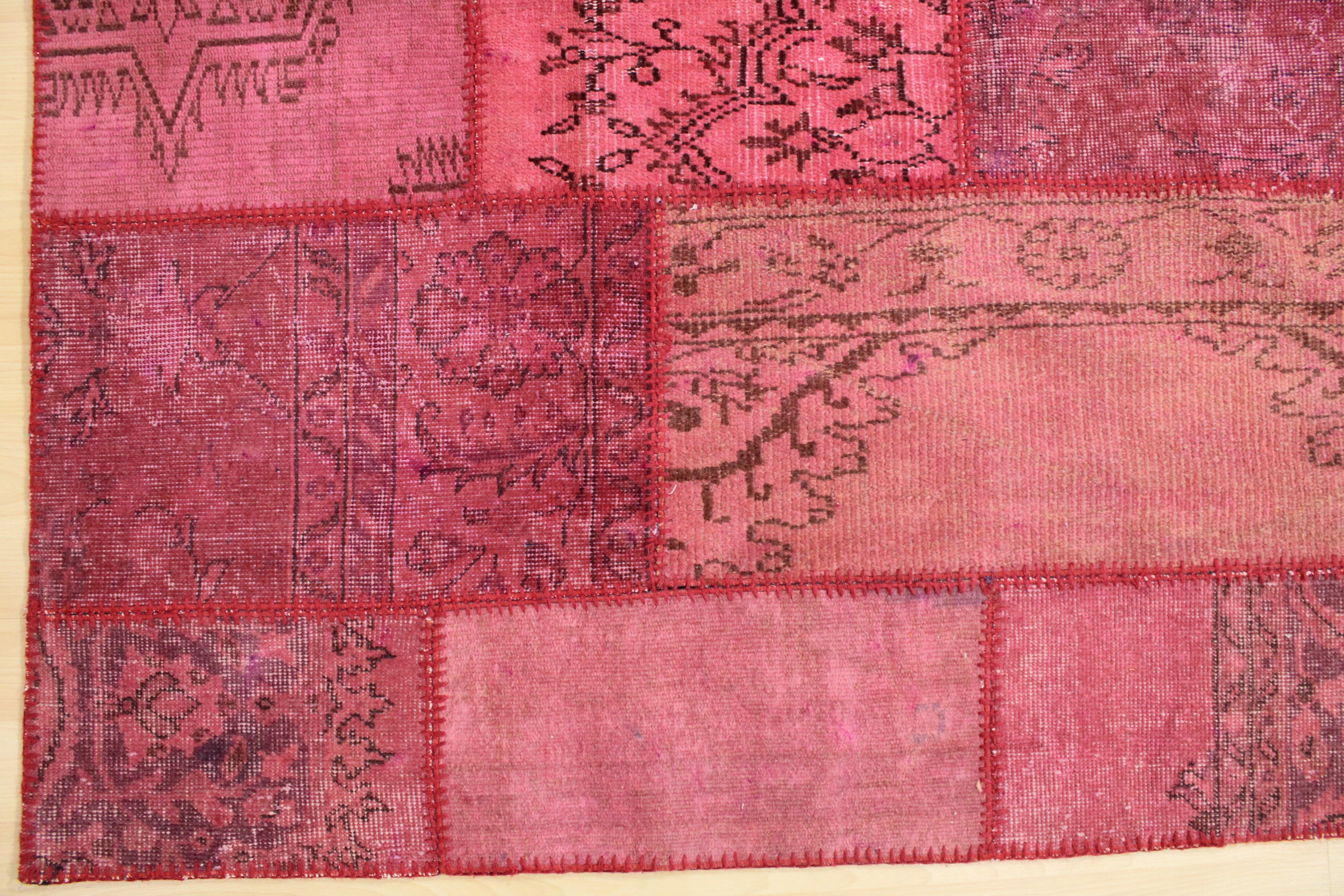 Turkish Patchwork Hand-Knotted Wool Rug