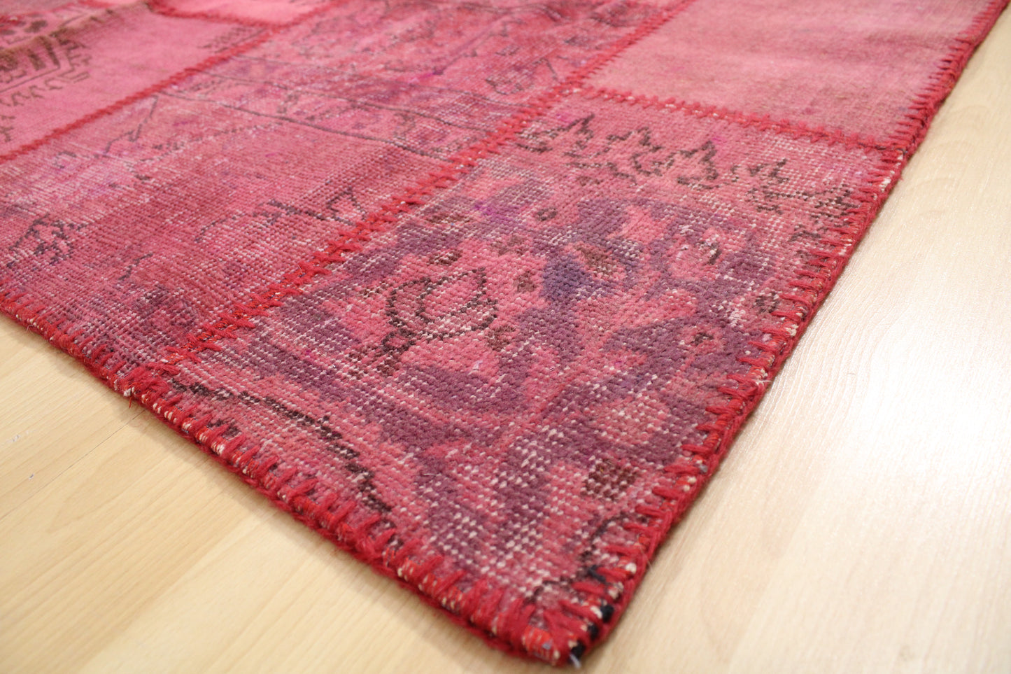 Hand-Knotted Patchwork Turkish Rug (5'8" x 7'10")