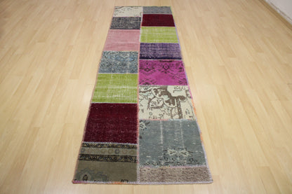 Hand-Knotted Patchwork Turkish Rug (3'1" x 9'12")