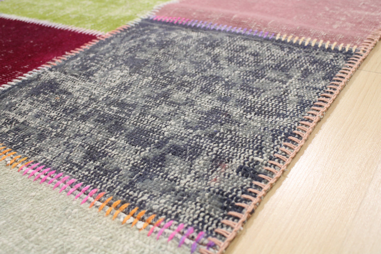 Hand-Knotted Patchwork Turkish Rug (3'1" x 9'12")