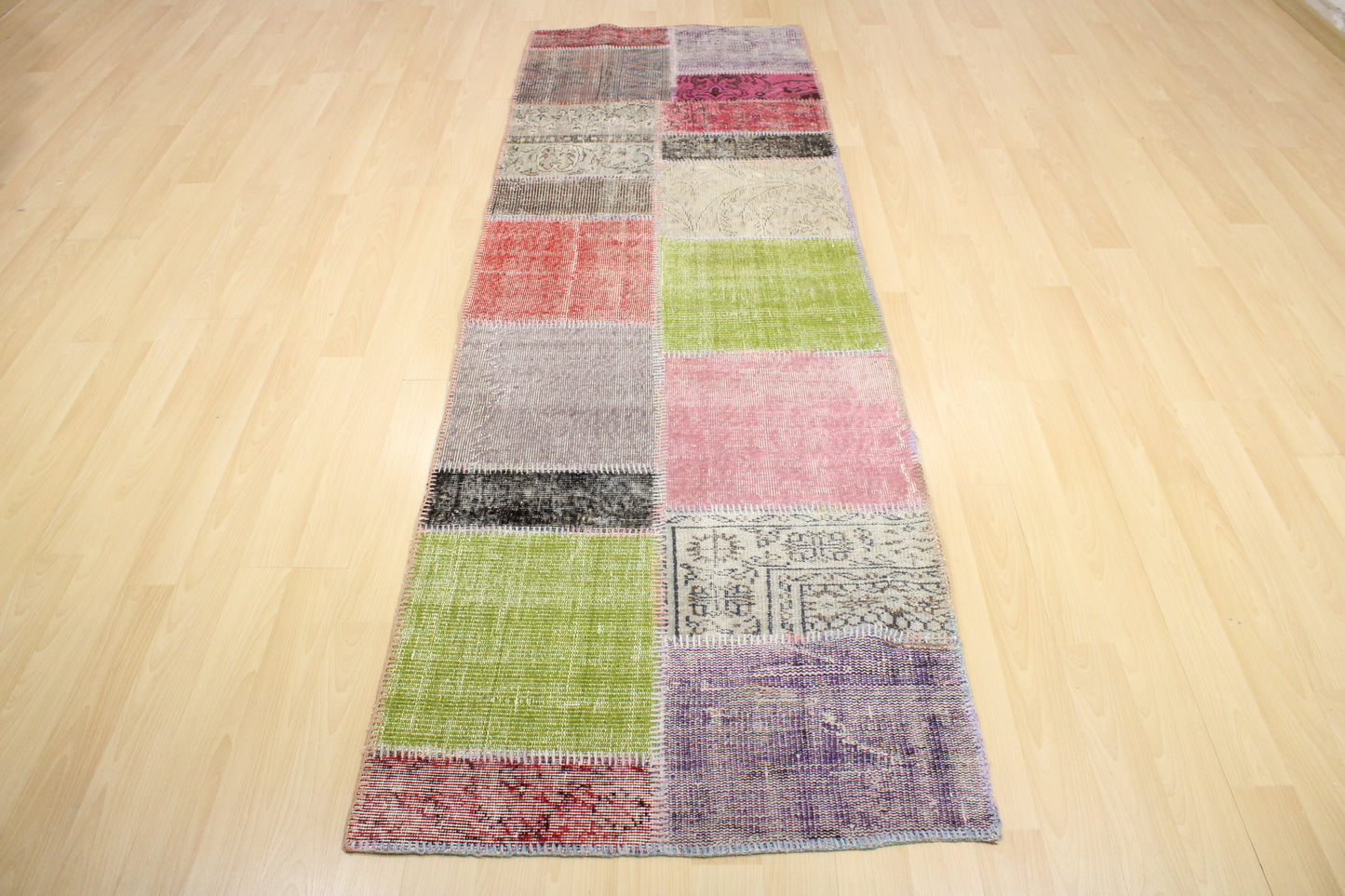 Hand-Knotted Patchwork Turkish Rug (2'11" x 9'4")