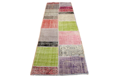 Hand-Knotted Patchwork Turkish Rug (2'11" x 9'4")