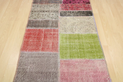 Hand-Knotted Patchwork Turkish Rug (2'11" x 9'4")