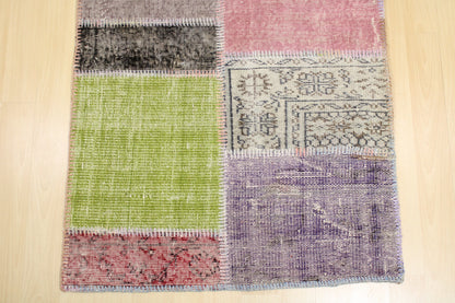 Hand-Knotted Patchwork Turkish Rug (2'11" x 9'4")