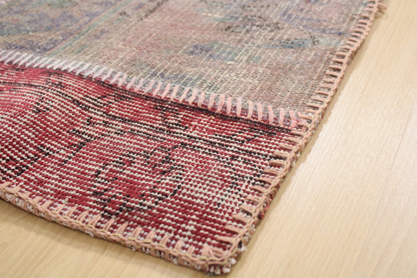 Hand-Knotted Patchwork Turkish Rug (2'11" x 9'4")