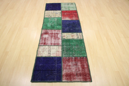 Hand-Knotted Patchwork Turkish Rug (2'8" x 7'4")