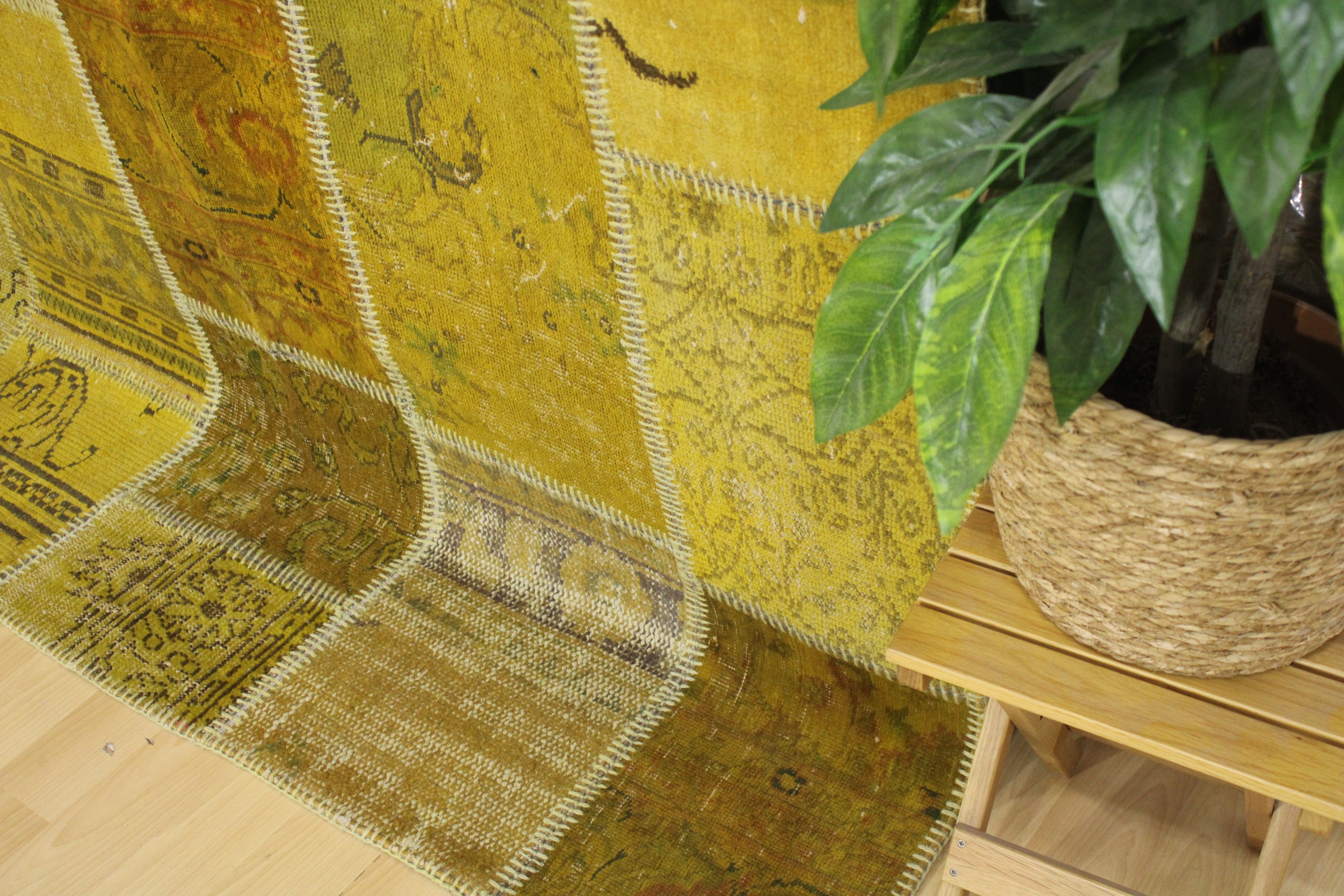 Turkish Patchwork Hand-Knotted Wool Rug