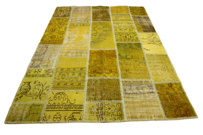 Hand-Knotted Patchwork Turkish Rug (5'7" x 7'10")