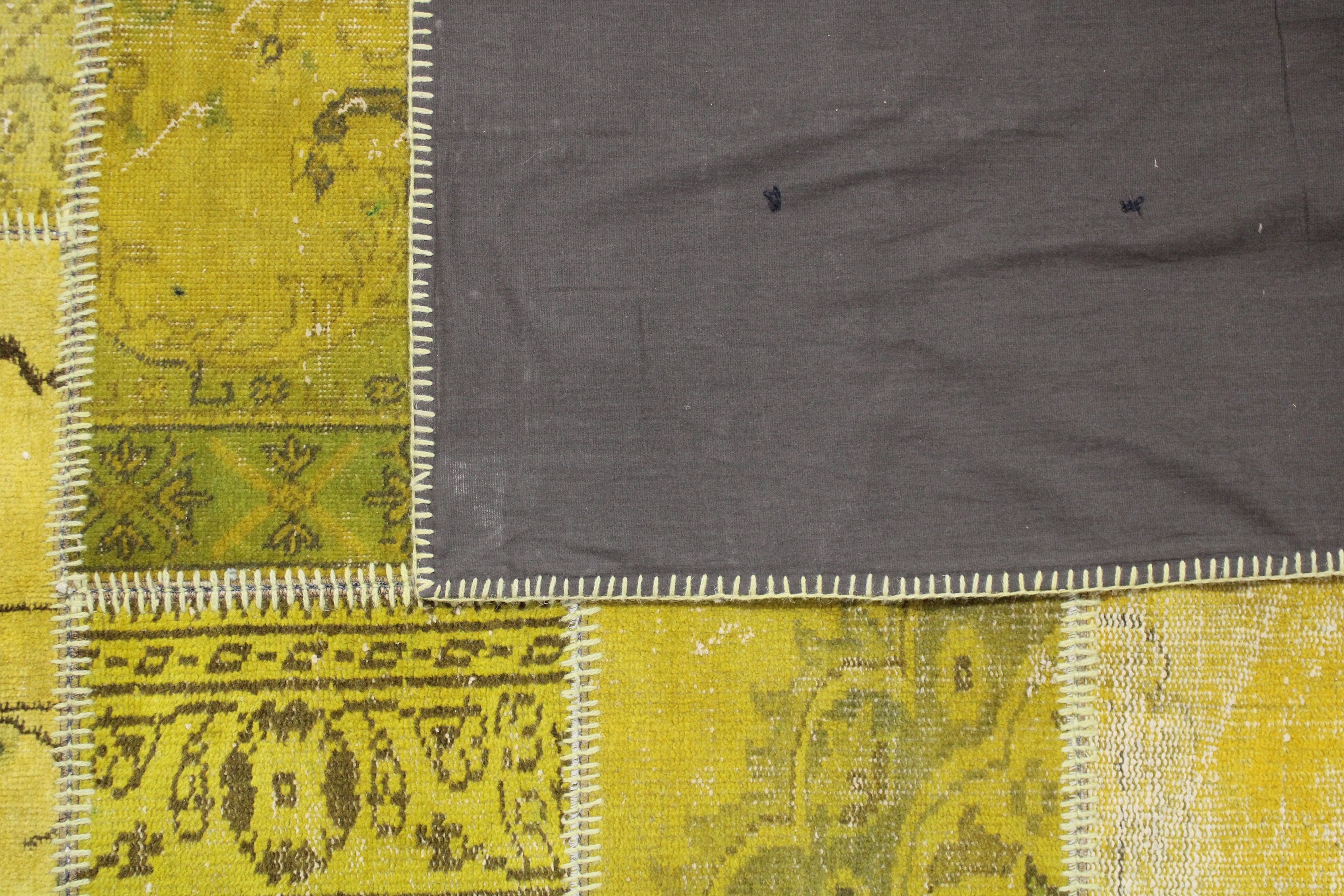 Turkish Patchwork Hand-Knotted Wool Rug