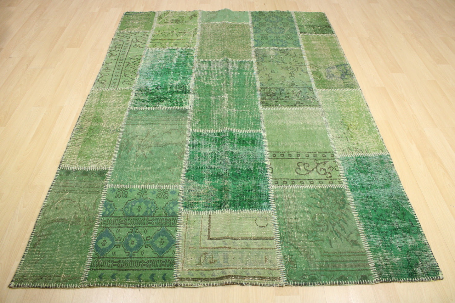 Hand-Knotted Patchwork Turkish Rug (5'7" x 7'10")