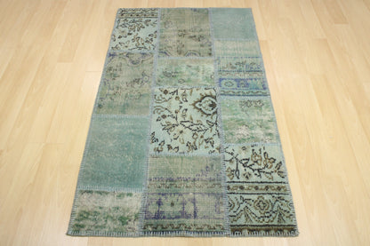 Hand-Knotted Patchwork Turkish Rug (2'11" x 5'3")