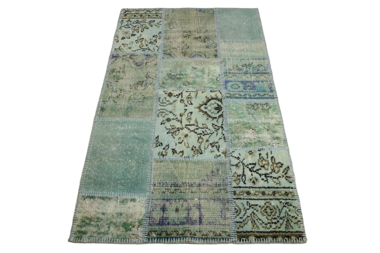 Hand-Knotted Patchwork Turkish Rug (2'11" x 5'3")