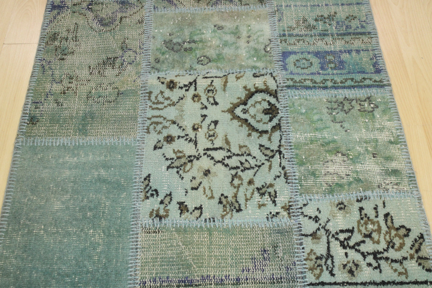 Hand-Knotted Patchwork Turkish Rug (2'11" x 5'3")